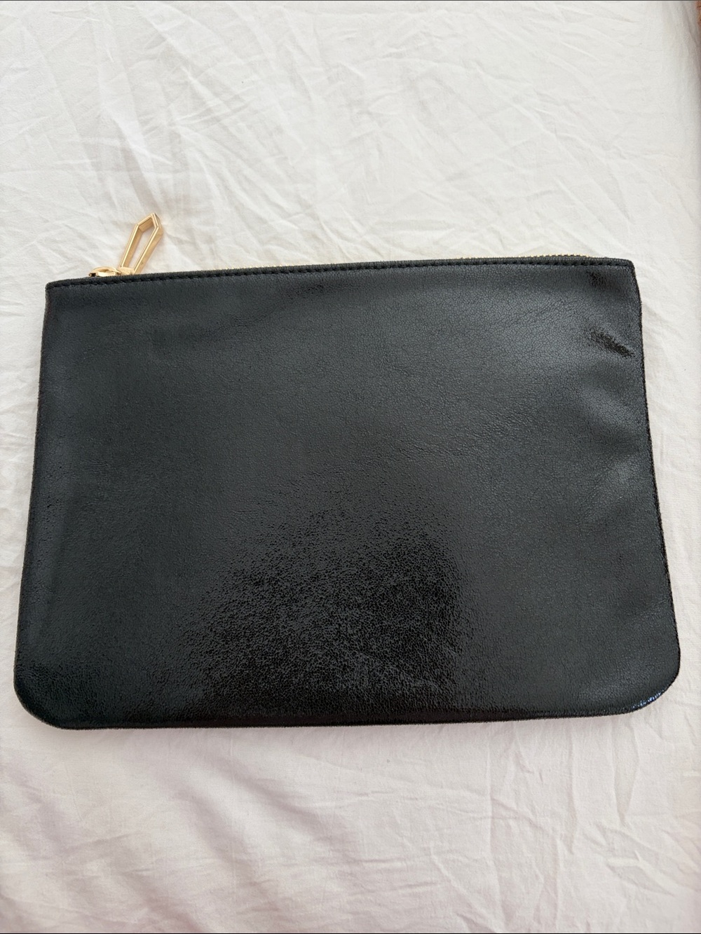 GAP Black Leather Zip Pouch Clutch